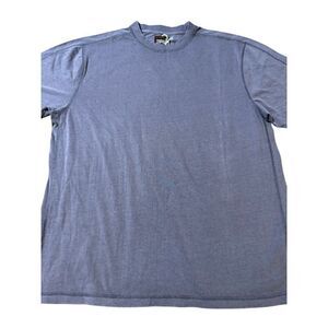 Weekendz off men's washed blue T-shirt crew neck short sleeves exposed seams L